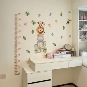 Cute cartoon animal height wall sticker for kids room nursery bedroom self adhesive decor chart