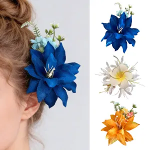Floral hair clip set for women, summer frangipani hair accessories, multi-color flower pin.