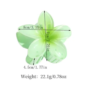 Green frangipani hair claw clip jelly flower hair accessories for women summer style 8cm