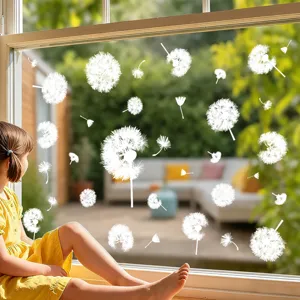 Pegatinas de ventana de diente de leon blanco vinilos estaticos para decoracion