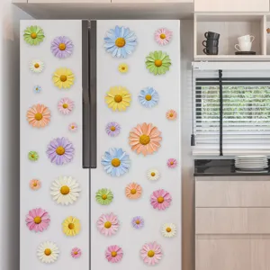 Imanes de refrigerador de margarita 3D coloridos decoración de cocina estética pegatinas flores