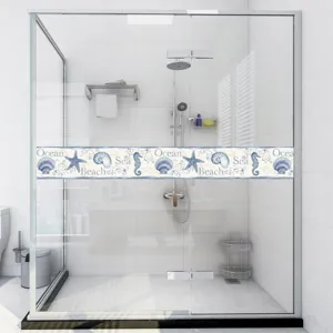 Blauer Ozean Glasaufkleber mit Muscheln für Fenster, Fliesen und Türen Dekoration.