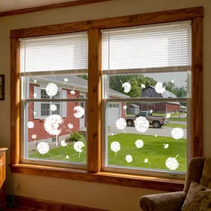 Pegatina de ventana estática de diente de león blanco calcomanía de vidrio removible