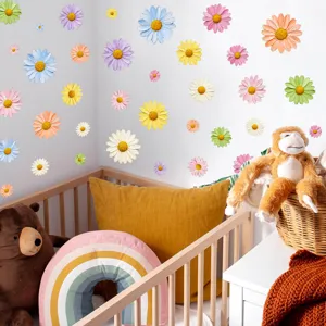 Adhesivos de pared de margaritas coloridas para la habitación infantil y decoración