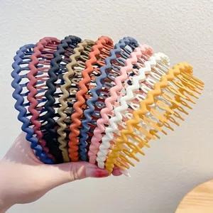 Serre-tête Ondulé Denté Simple pour Femmes en Plastique Résine Couleur Unie Serre-tête de Fixation des Cheveux pour le Lavage Quotidien du Visage Maquillage Accessoires de Cheveux