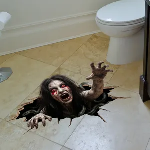 Halloween 3D ghost floor sticker scary zombie wall decal for home party spooky decoration.