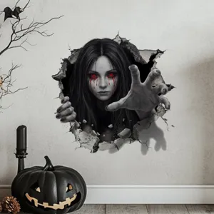 Halloween 3D broken wall ghost wall sticker spooky home decor removable peel and stick decal