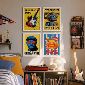 Set de pósters de arte de música rock para decoración de pared de dormitorio salón moderno