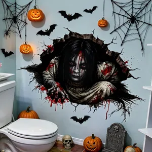 Halloween scary ghost wall sticker 3D bloody creepy wall decal for holiday home party decor
