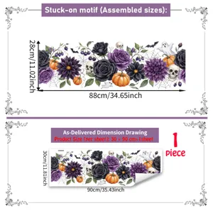 Halloween Wandtattoo Blumen Fledermaus Kürbis Totenkopf Geist Gothic Deko Abnehmbare PVC Aufkleber Für Wohnzimmer