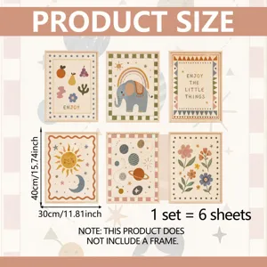 Set di 6 stampe da parete boho per cameretta dei bambini senza cornice arredamento