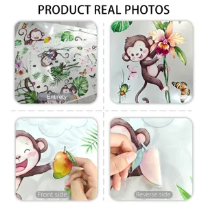 Adhesivo de pared de mono de animales de la selva con hojas tropicales para habitación.