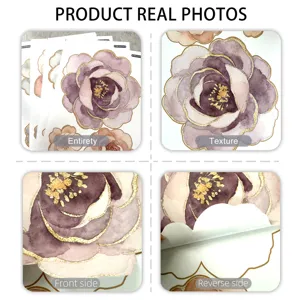 Adhesivo de pared peonía borde dorado floral autoadesivo salón dormitorio decoración