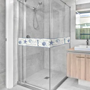 Blaues Ozean Glas Borte Aufkleber für Dusche Tür Fenster Fliese Dekoration wasserdicht.