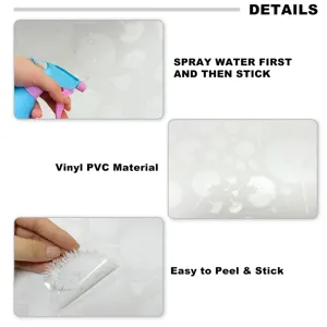 Vista detallada del adhesivo estático para ventanas de diente de león con PVC y fácil instalación.