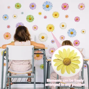 Adhesivos de pared de margaritas coloridas para decoración habitación infantil hogar