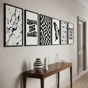 Moderne minimalistische schwarz-weiß Kunstdrucke Wanddekoration Set für Wohnzimmer Schlafzimmer.