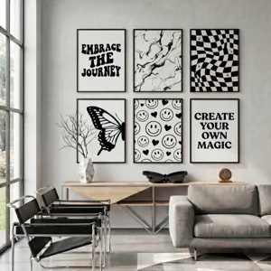 Moderne schwarz-weiße Wandkunst Set minimalistische Leinwandbilder für Wohnzimmer
