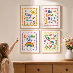 Inspirierende Zitate Leinwand Wandkunst Regenbogen Sonne Blume Ungerahmt Poster Drucke Für Kinder Schlafzimmer Wohnzimmer Zuhause Dekor