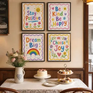 Inspirierende Wandkunst Poster Set mit positiven Sprüchen für gemütliche Raumdeko.