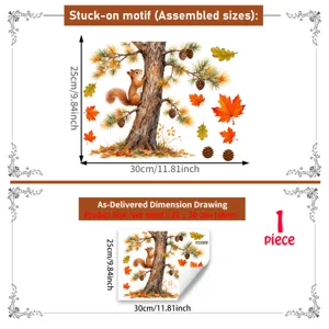 Autumn squirrel tree wall sticker window glass static sticker home decor festival window decal