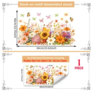 Cartoon Autumn Animal Static Window Stickers Squirrel Rabbit PVC Double Sided Glass Decals For Thanksgiving Holiday Home Shop Decor