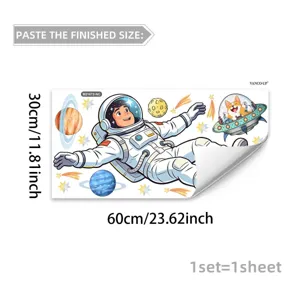 Astronaut planet wall sticker children room decor removable self adhesive vinyl art decal