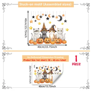 Halloween Wandaufkleber gruselige Katzen Kürbis Dekor Zuhause Party abnehmbare Aufkleber