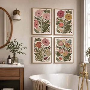 Set van vier botanische bohemien bloem muur art posters voor woonkamer decoratie