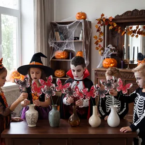Halloween vlinder tuinstekkers met glitters bloem prikkers gazon feest decoraties