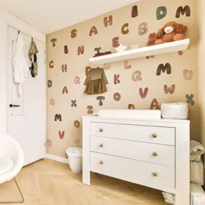 Boheemse alfabet DIY muurstickers voor kinderkamer decoratie, zelfklevende verwijderbare.