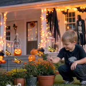 Halloween butterfly garden stakes, outdoor yard decorative lawn stake for patio and plant pot.