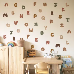 Boheemse aquarel alfabet muursticker detailweergave, perfect voor de kinderkamer decoratie.