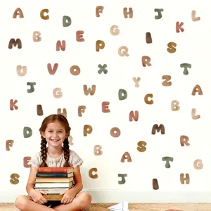 Boheems Aquarell Alfabet Muursticker Cartoon Alfabet Muursticker Verwijderbaar Zelfklevend PVC Letters Poster Voor Kinderkamer Slaapkamer Decoratie