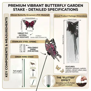 vibrant butterfly garden stake 12pcs outdoor decorative floral plant stakes 30cm length