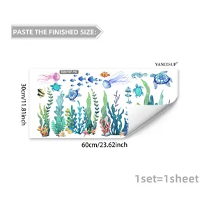 Adhesivo de pared mundo submarino animales marinos vinilo para ventana decorativo 30x60cm
