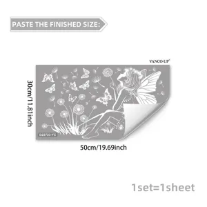 Witte paardebloem fee muursticker, verwijderbare glasraam sticker voor huisdecoratie.
