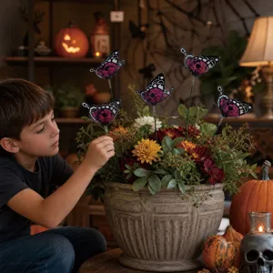 Halloween butterfly stakes outdoor garden decoration spooky plant flower pot props party decor