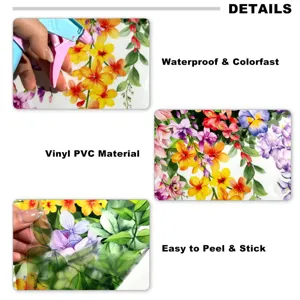 Bunte Blumen Ranken Wandtattoo, wasserdichter PVC selbstklebender Deko Aufkleber für Zimmer.