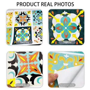 Set de 12 pegatinas de azulejos vintage coloridas con estampado en caliente para cocina