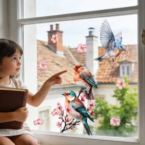 Adhesifs de fenetre oiseau statiques autocollants en verre pour jolie decoration de chambre