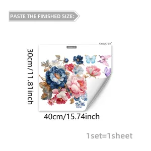 Colorful floral butterfly static window sticker removable glass sticker home decor 30x40cm