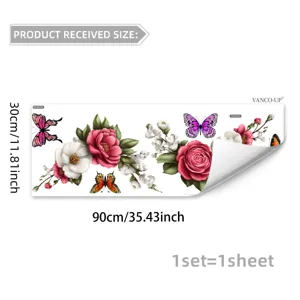 Colorful floral butterfly static window sticker glass decal for showcase home decor 1 sheet