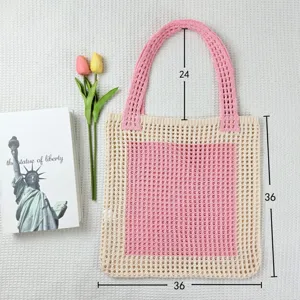 Geknotete hohle Tragetasche, grosse Kapazitaet Strandtasche, bohemischer Stil Reisetasche.