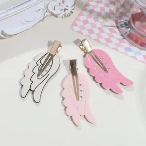 Sweet Angel Wings Duckbill Hair Clip With Rhinestone Accent Plastic Handmade Hairpin Side Fringe Barrettes For Women Everyday Styling Accessories
