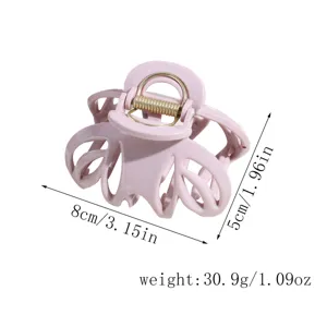 Minimalist solid color hollow hair claw clip for thick hair stylish pink hair accessory