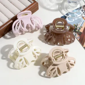 Minimalist Plastic Hollow Pumpkin Hair Claw Clip For Women Large Shark Clip Matte Finish Hair Accessory For Daily Hairstyle