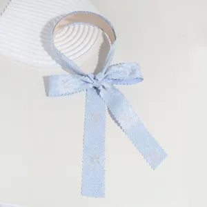 Diadema de cinta de encaje azul estilo coreano con elegante lazo accesorio para el pelo diario.