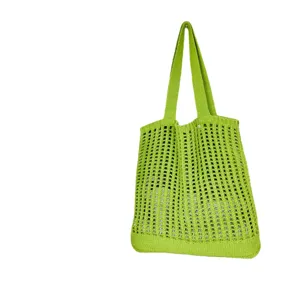 Grüne Strick Häkel Handtasche lässige hohle Schultertasche modische Strand Tasche Damen