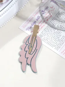 Sweet angel wing duckbill hair clip with rhinestones, cute side fringe hair accessory.
